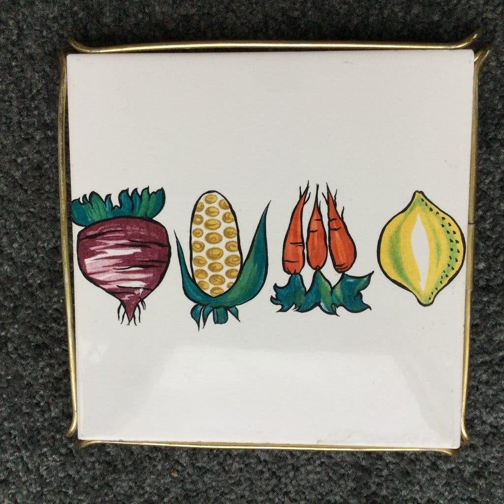 Vintage Villeroy & Boch onderzetter – groenten en kookgerei, Ophalen of Verzenden, Huis en Inrichting