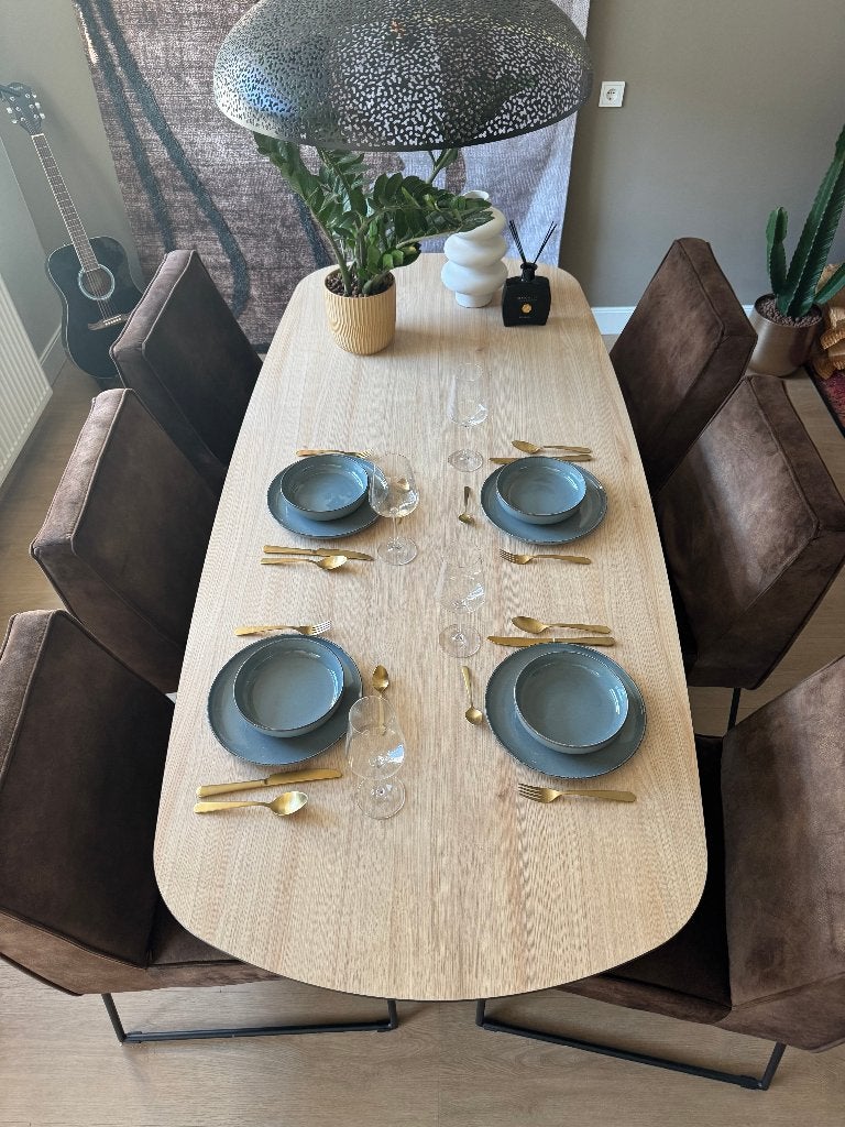 Eettafel (6-persoons) - 220x100 - HPL Licht Eiken, Huis en Inrichting, Tafels | Eettafels, Ophalen, Overige materialen, 200 cm of meer