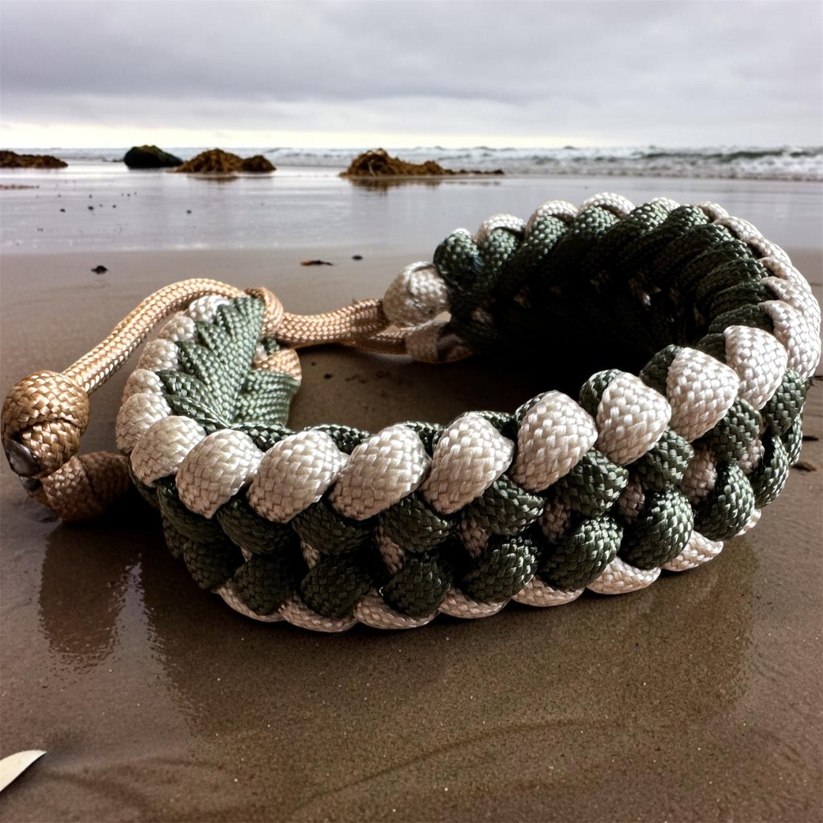 Paracord armband / khaki / surfarmband / beachlife /surflife, Ophalen of Verzenden, Nieuw, Overige materialen