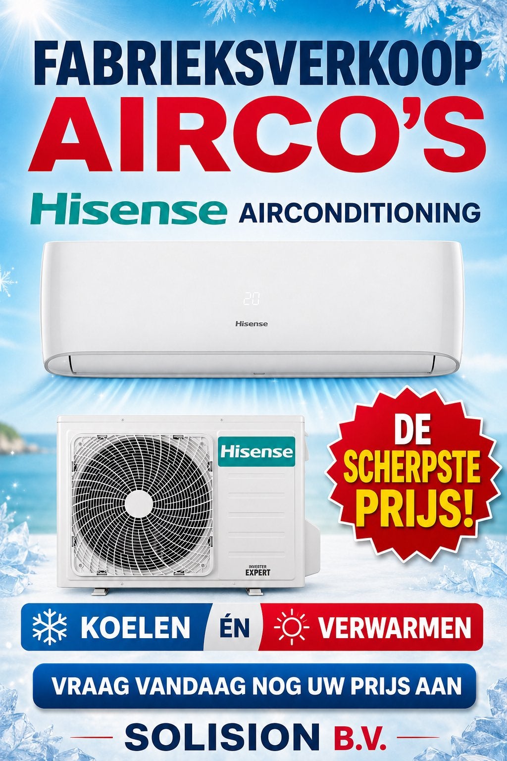 Fabrieksverkoop airco’s tegen bodemprijzen!, Ophalen, Nieuw, 3 snelheden of meer, Koelen en Ontvochtigen
