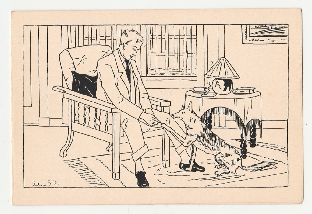 Dierenbescherming.  Ned. Illustratoren. De hond en zijn baas, Verzenden, 1920 tot 1940, Overige thema's