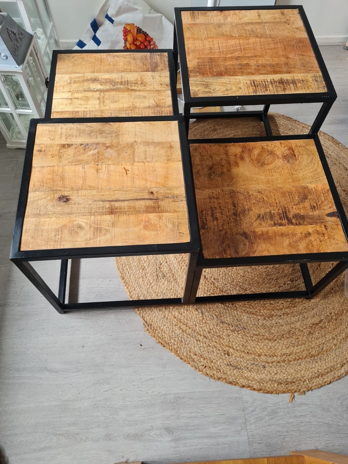 industriële salontafel, Vierkant, Industrieel, Modern, 55 tot 75 cm, Zo goed als nieuw