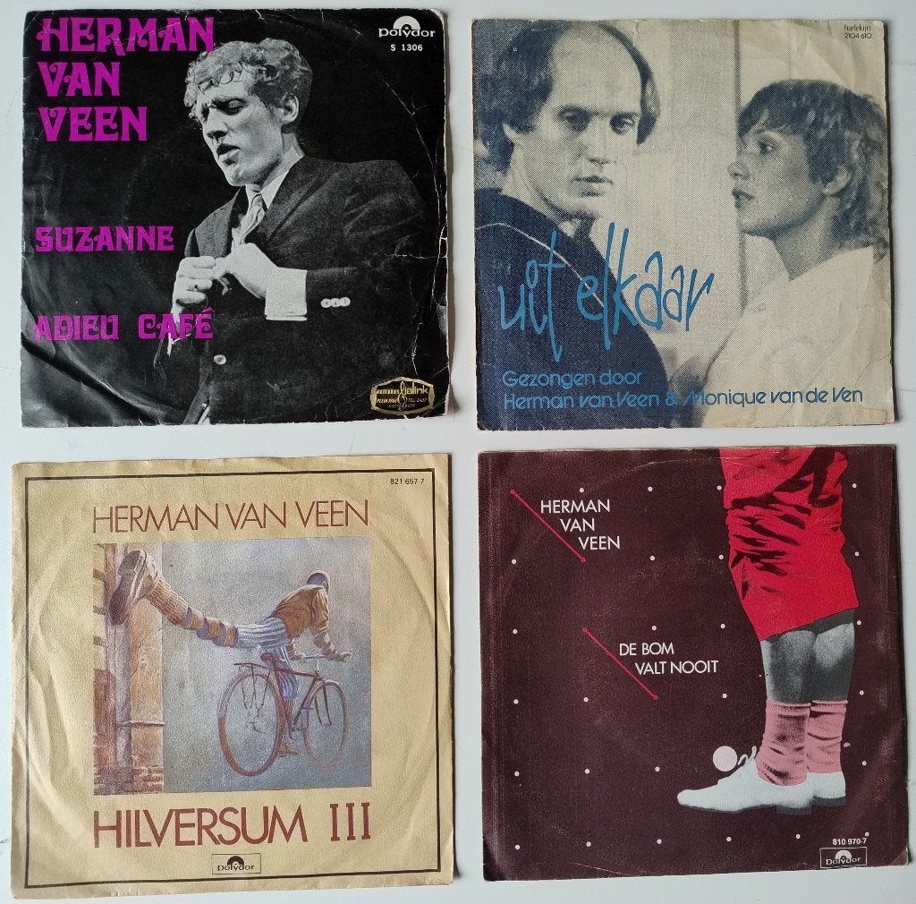 4x Singles 45 toeren van HERMAN VAN VEEN (13), Gebruikt, 7 inch, Ophalen of Verzenden, Overige typen
