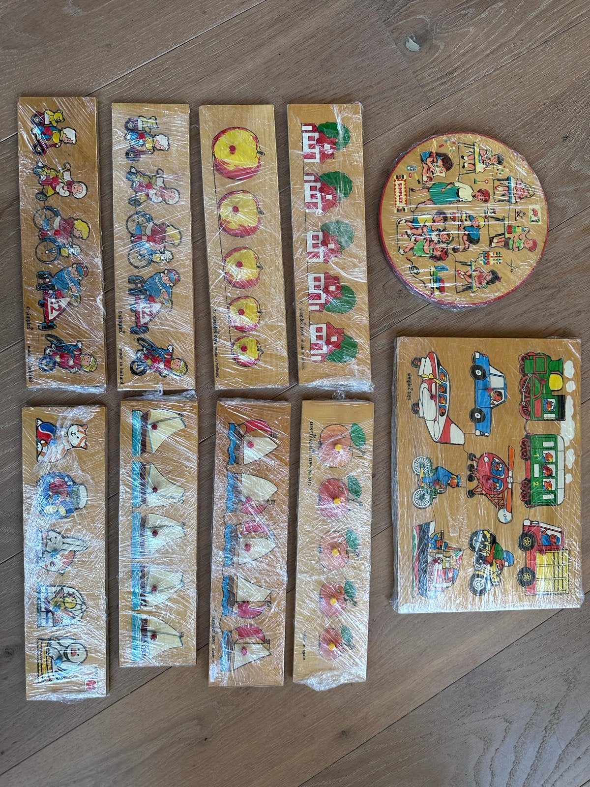 Houten Insteekpuzzels Set -Simplex Jumbo, 2 tot 4 jaar, Ophalen of Verzenden, Zo goed als nieuw, Van hout
