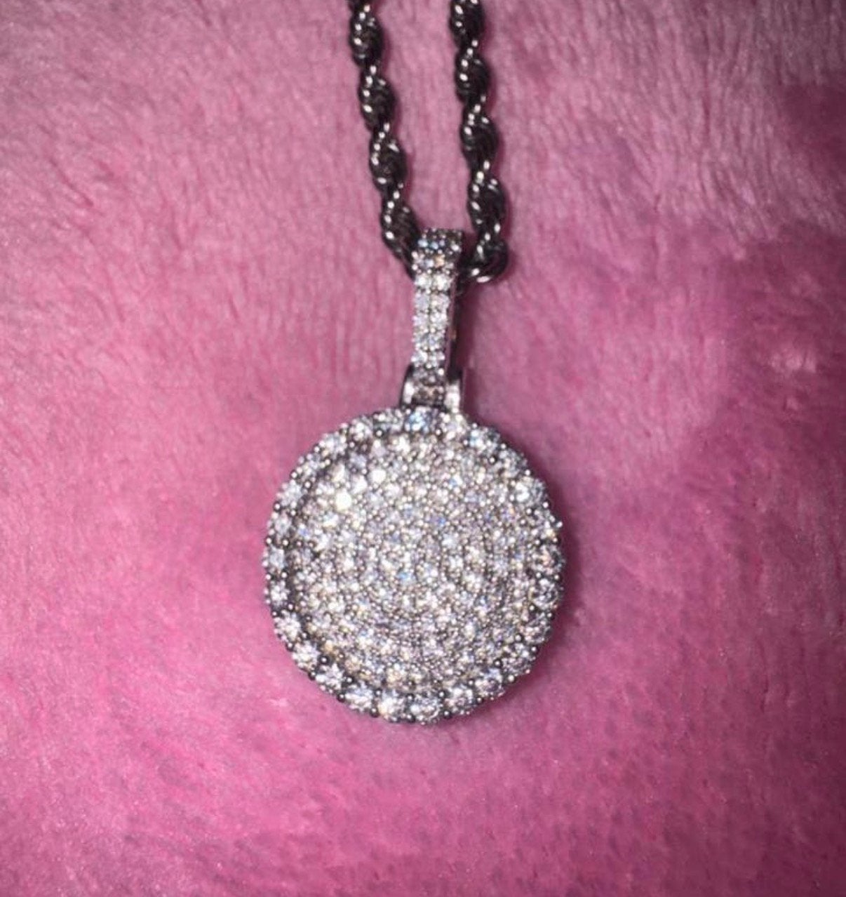 Moissanite Hanger met Zilveren Rope Chain, Met hanger, Nieuw, Ophalen of Verzenden, Zilver