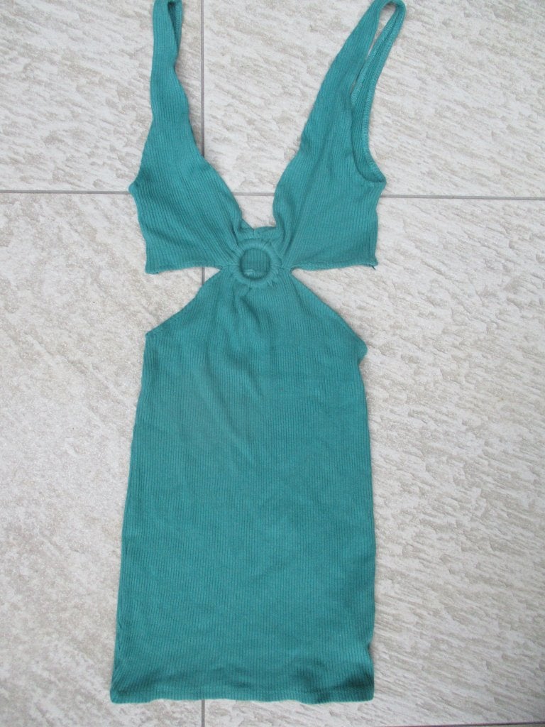 Pull & Bear kort jurkje turquoise groen maat XS mini-jurk, Ophalen of Verzenden, Zo goed als nieuw, Pull & Bear, Maat 34 (XS) of kleiner