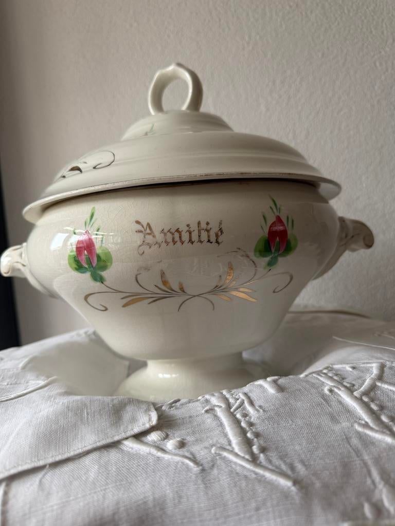 Antieke bruidsterrine Petrus Regout Maastricht, Antiek en Kunst, Antiek | Schalen, Ophalen of Verzenden
