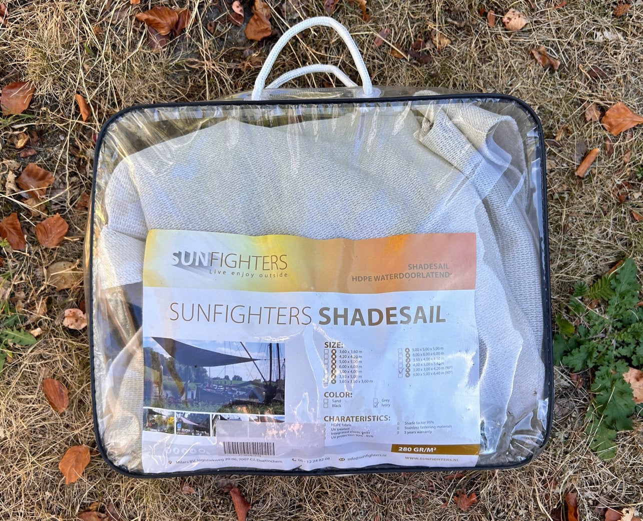 Sunfighters Shadesail HDPE Waterdoorlatend - Driehoek, Ophalen of Verzenden, Gebruikt