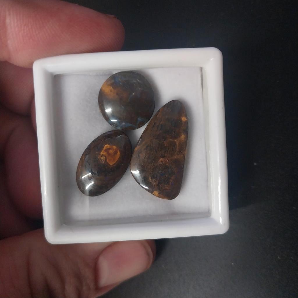 3 boulder opaal cabochons, Sieraden, Tassen en Uiterlijk, Edelstenen, Ophalen of Verzenden