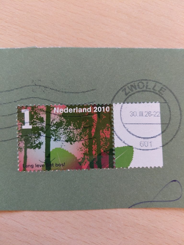 2010 lang leve het bos met tab, Verzenden, Gestempeld