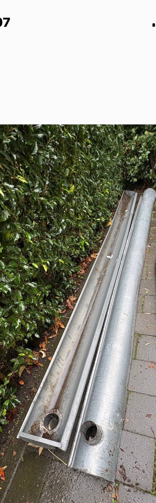 2x Zinken dakgoot 380 cm en set met ophang bugels, Ophalen, Gebruikt, 4 tot 6 meter, Zink