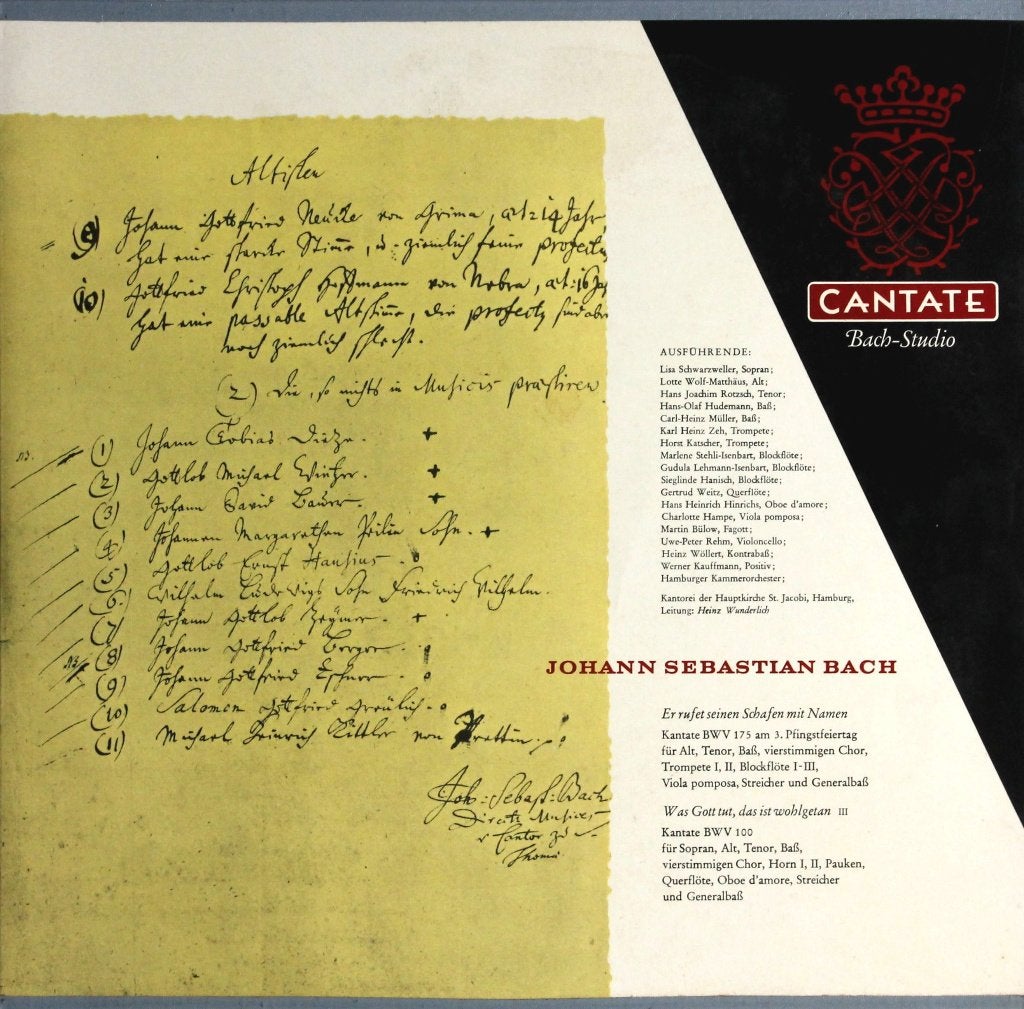 Bach - Cantate nrs. 100 en 175 - Heinz Wunderlich, LP, Gebruikt, Ophalen of Verzenden, 12 inch