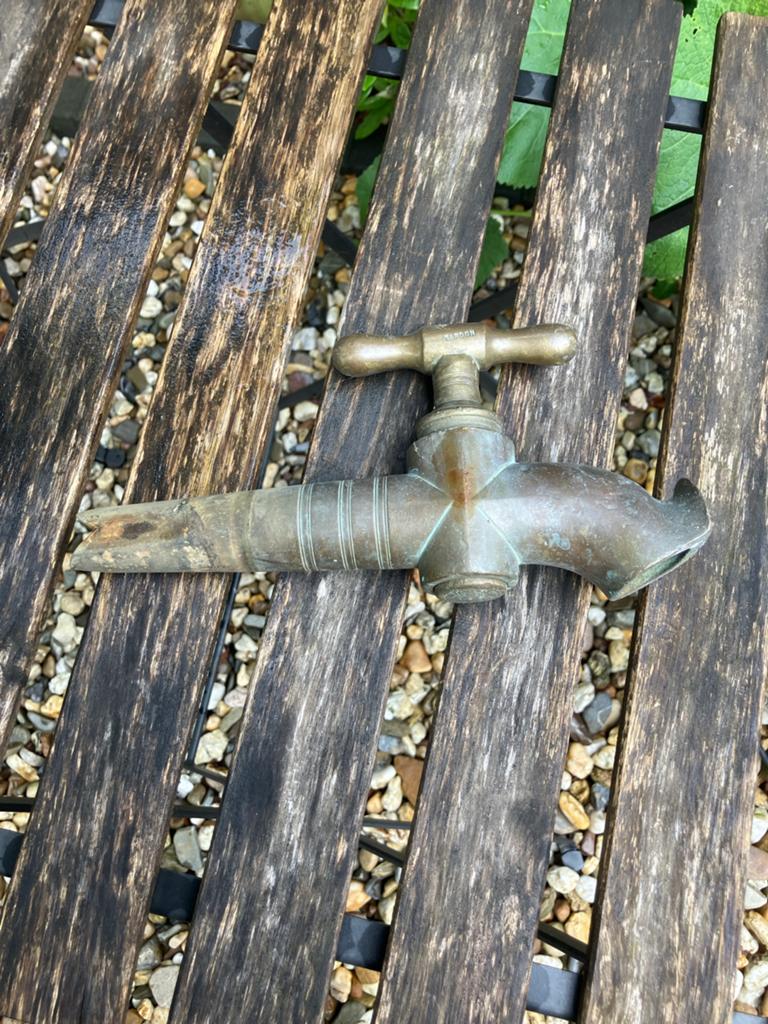 Antieke bronzen tapkraan voor wijnvat of regenton, Antiek en Kunst, Ophalen