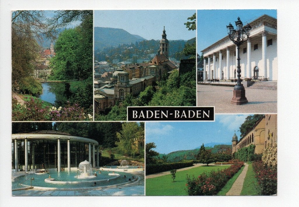 Duitsland. Ansichtkaart Baden-Baden - Diverse stadsgezichten, Verzamelen, Ophalen of Verzenden, 1980 tot heden, Gelopen, Duitsland