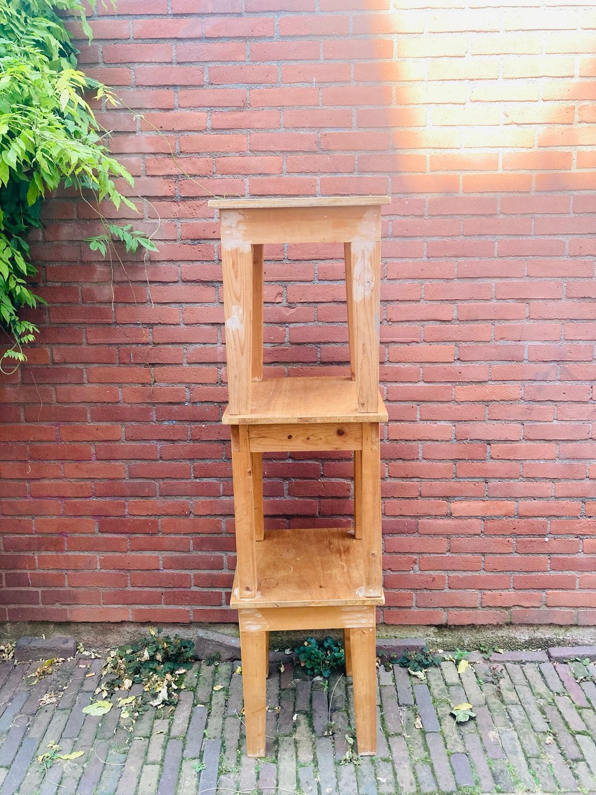 Stevige ongeschilderde houten bijzetkrukjes - DIY kleur, Ophalen, Nieuw, Hout