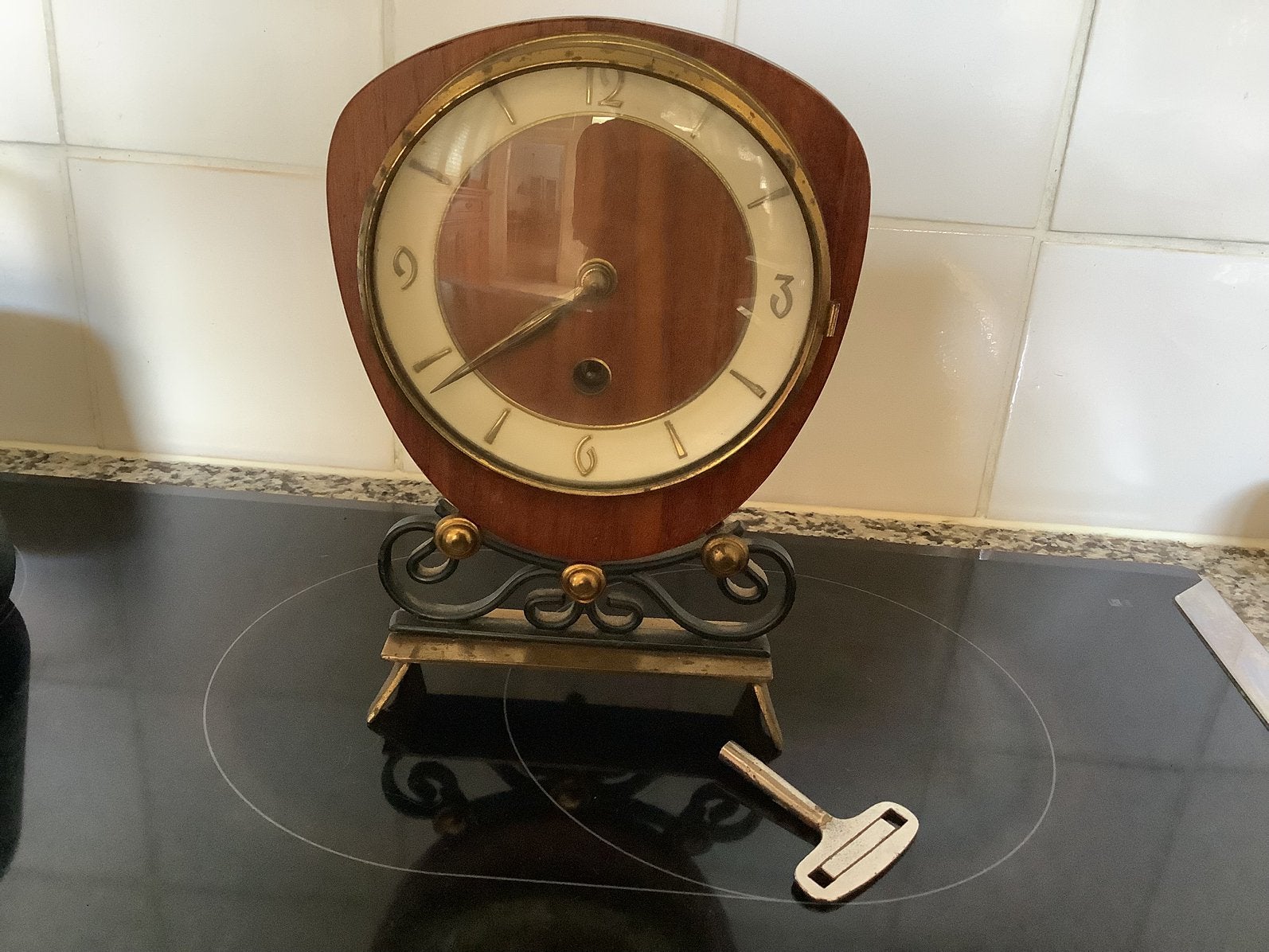 Vintage tafelklok (Orfac?) jaren 60, Antiek en Kunst, Antiek | Klokken, Ophalen of Verzenden