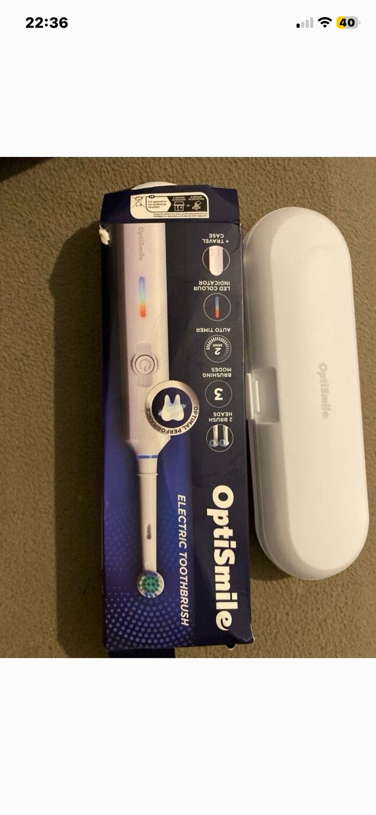 Optismile Elektrische Tandenborstel met Reisetui, Ophalen, Nieuw, Opzetborstel
