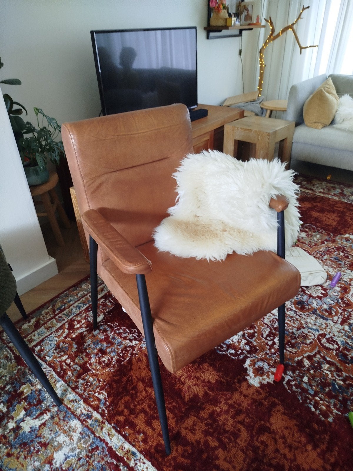 Leren fauteuil - Cognac bruin, Ophalen, Gebruikt, Eén, Leer