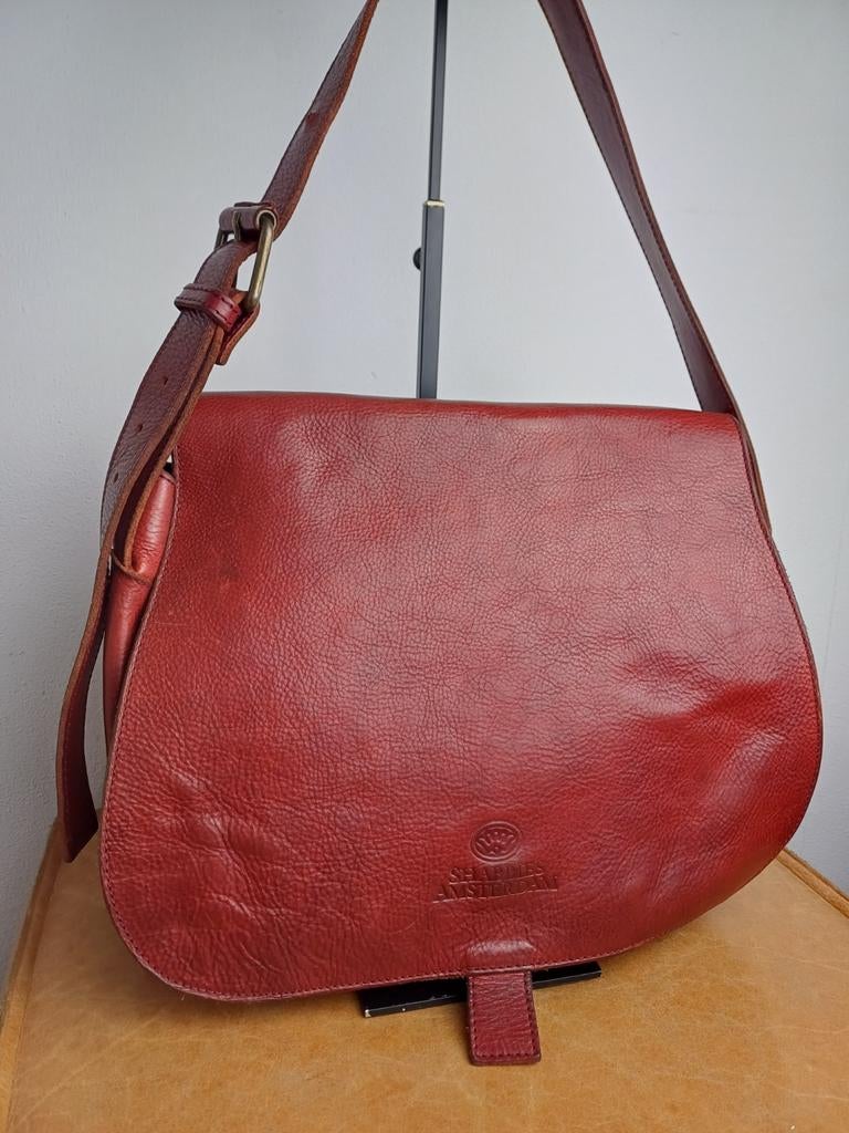 Unieke rode Postman tas van Shabbies, Ophalen of Verzenden, Rood, Leer