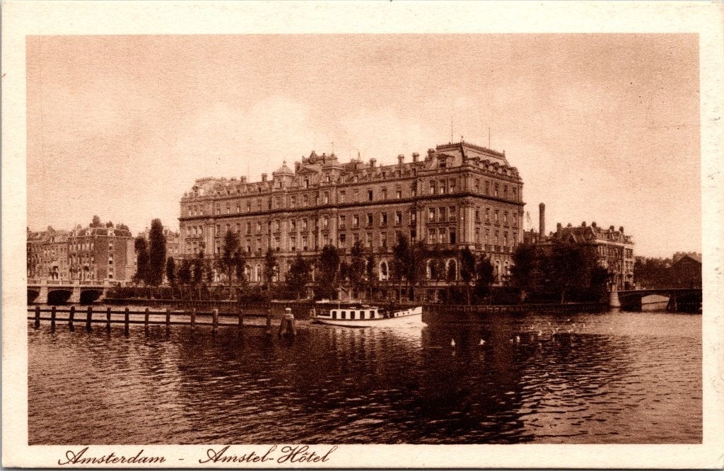 Amsterdam Amstel Hotel - 5 antieke ansichtkaarten, Verzamelen, Ophalen of Verzenden, Voor 1920, Gelopen, Noord-Holland