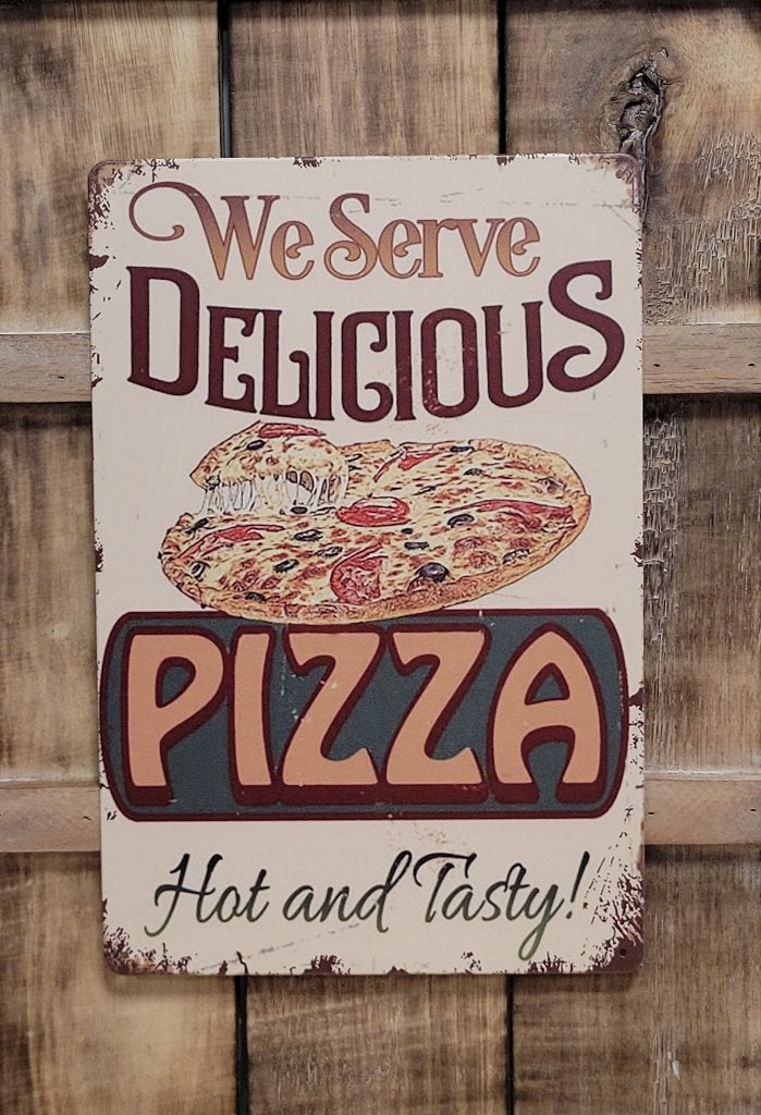 Delicious Pizza Tasty reclamebord van metaal wandbord deco, Reclamebord, Info@deconoord.nl, Deco Noord, Nieuw
