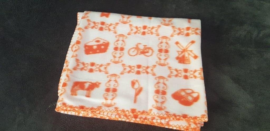 Plaid, oranje/crème, Oud Hollands, nieuw, Fleecedeken, Oranje, Nieuw, Ophalen of Verzenden
