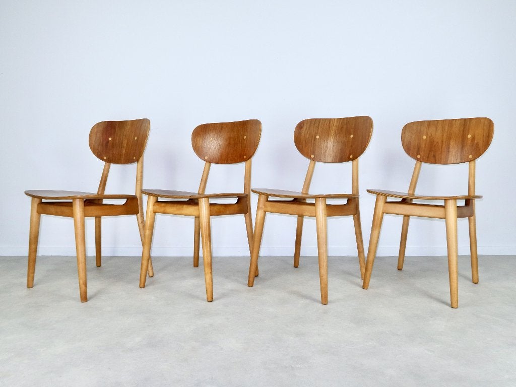 set van vier SB11 eettafelstoelen Cees Braakman Pastoe 50s, Ophalen, Gebruikt, Overige kleuren, -