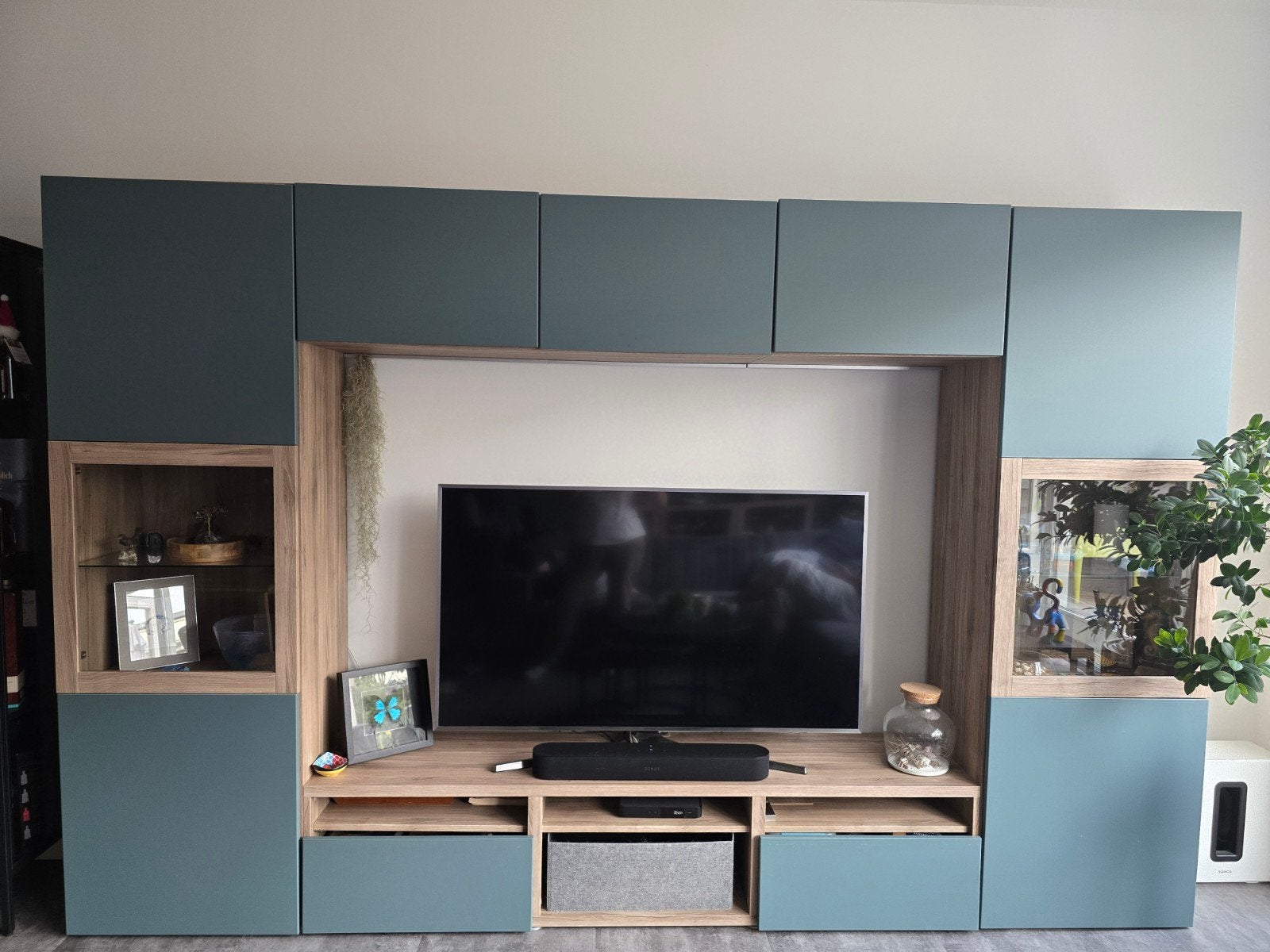 IKEA Besta TV meubel dressoir met verlichting, Ophalen, Gebruikt, Glas, 200 cm of meer