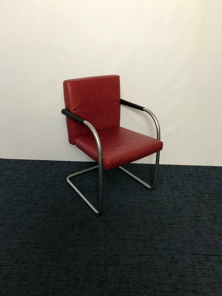 7 x Vitra Visasoft Visavis vergaderstoel, rood leder, design, Ophalen, Gebruikt, Leer, Vijf, Zes of meer stoelen