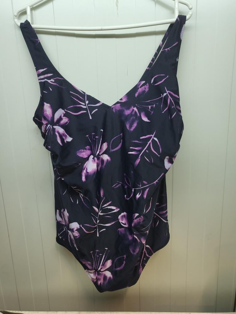 Anita Classix Badpak - Zwart met paarse bloemen, Cup C, Kleding | Dames, Badmode en Zwemkleding, Zwart, Badpak, Ophalen of Verzenden