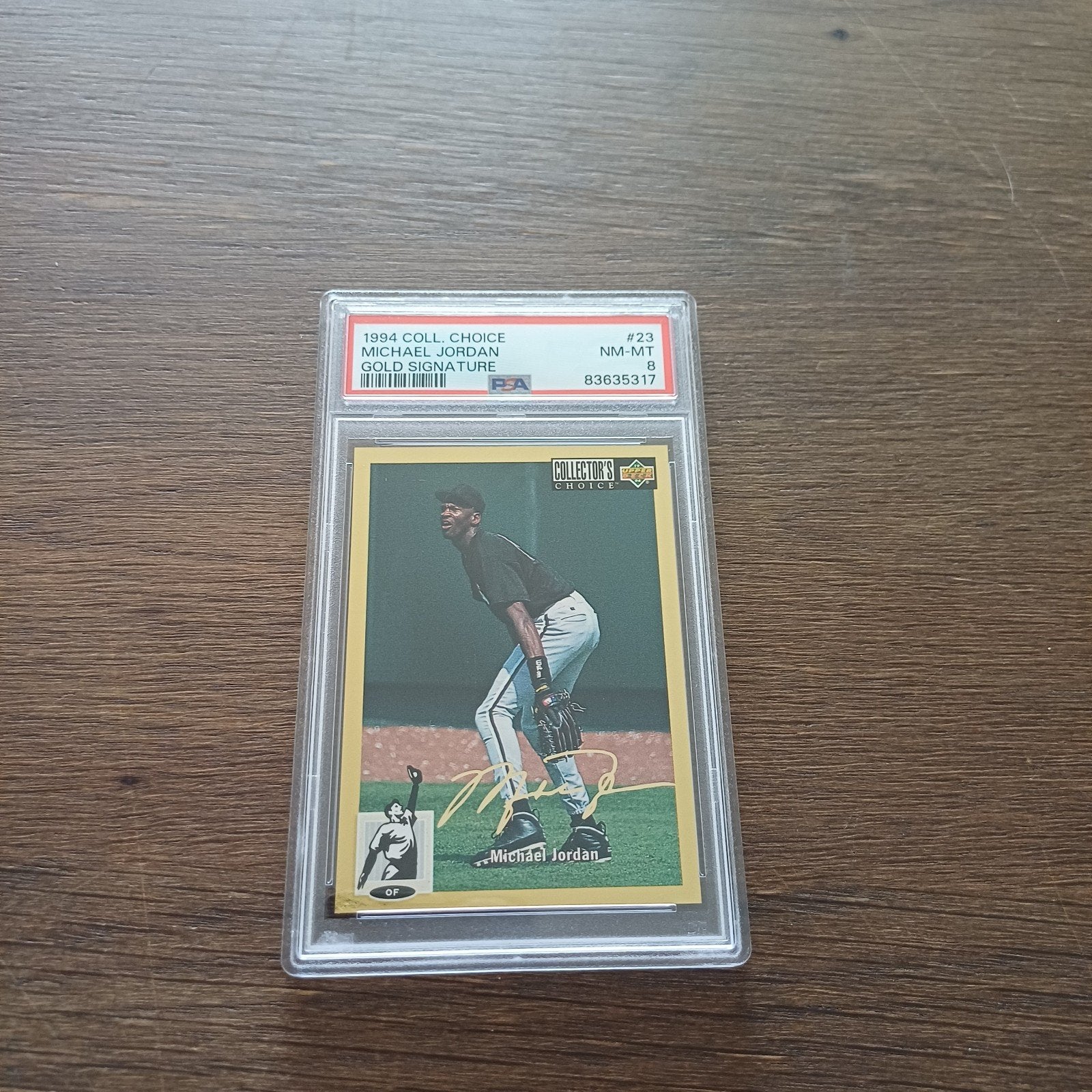 Zeldzame Michael Jordan Gold Foil Signature kaart PSA 8, Ophalen of Verzenden, Zo goed als nieuw, Spelerskaart