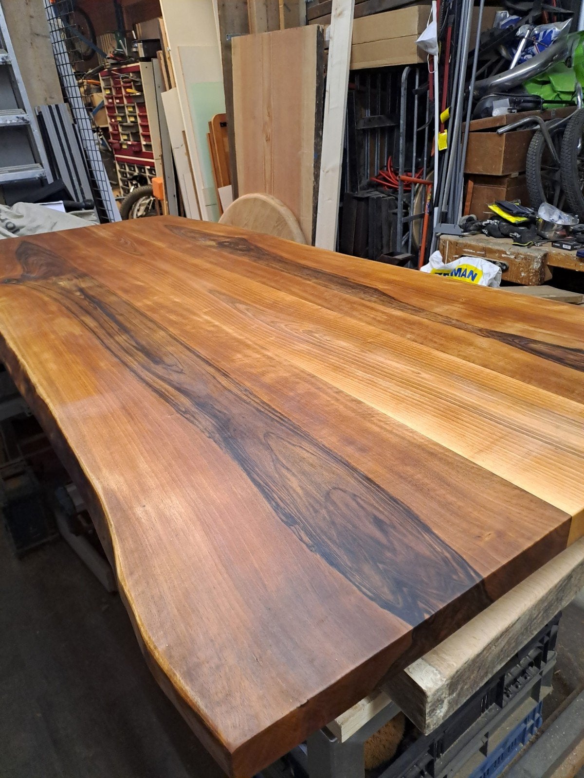 Mooie zware hardhouten eettafel Suar 215x105/100x5cm, Ophalen, 200 cm of meer, 50 tot 100 cm, Zo goed als nieuw