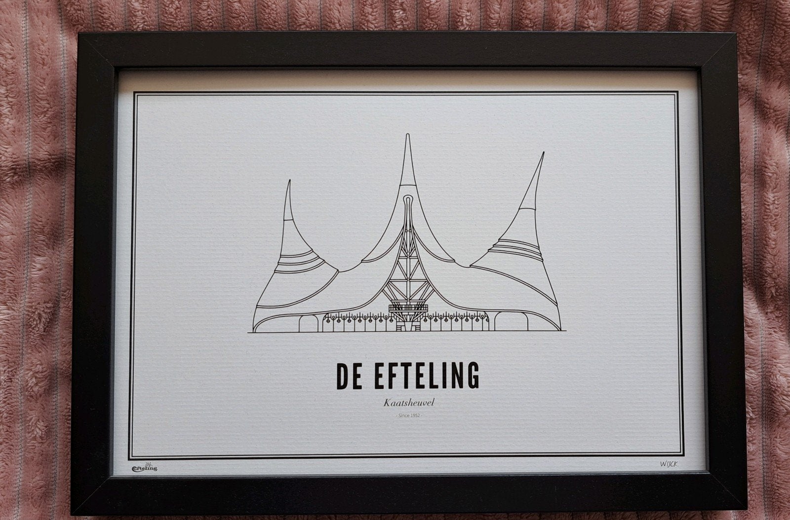 WIJCK Efteling poster litho tekening in originele lijst, Ophalen of Verzenden, Nieuw, Zwart, Hout