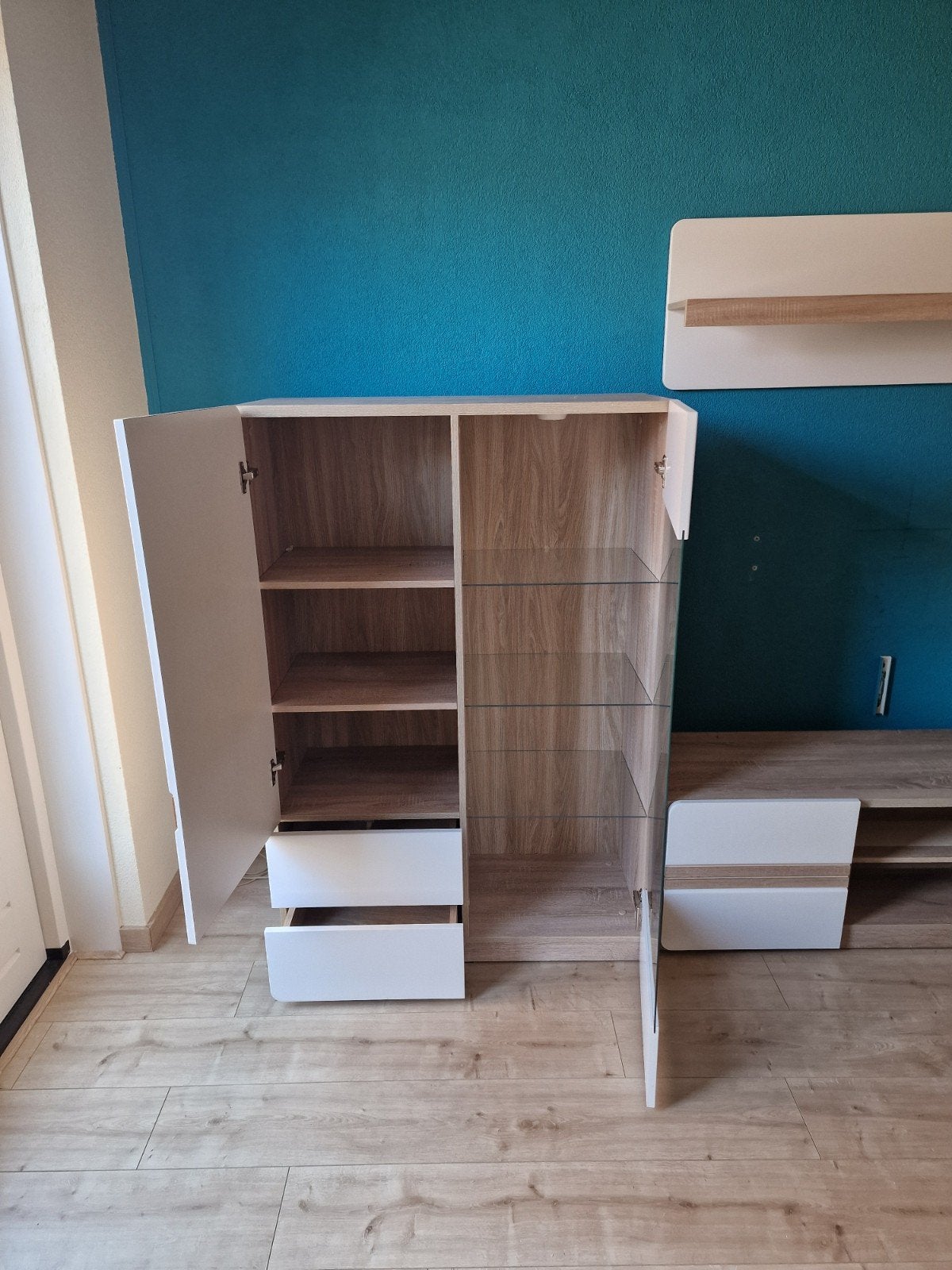 Complete wandmeubel set., Huis en Inrichting, Kasten | Boekenkasten, Ophalen, 100 tot 150 cm, 50 tot 100 cm, Zo goed als nieuw