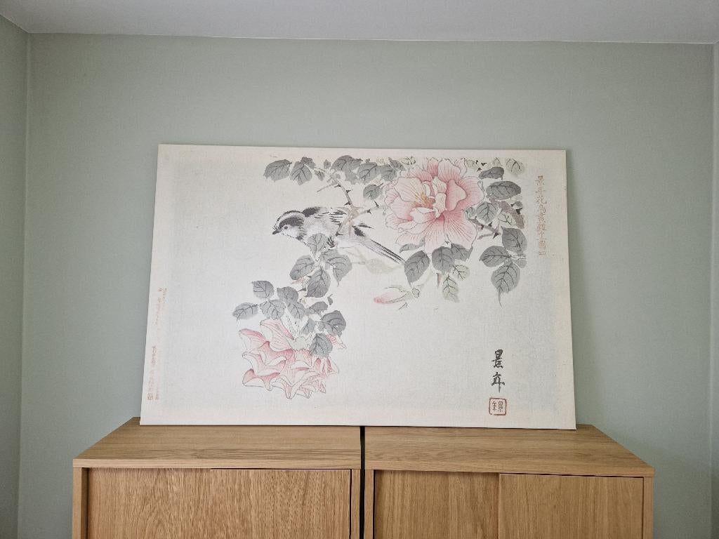 Canvas 150x100 vogel rozen Rijksmuseum geluidsisolatie, Huis en Inrichting, Woonaccessoires | Schilderijen, Tekeningen en Foto's