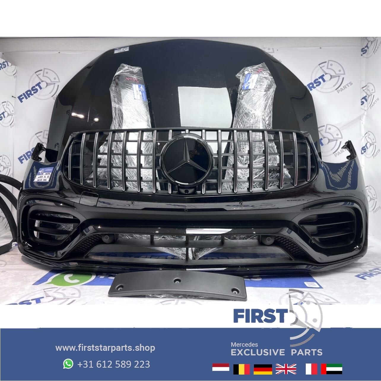 2023 W253 C253 GLC 63 AMG FACELIFT VOORKOP ZWART COMPLEET FR, Gebruikt, -, Voor, Ophalen of Verzenden