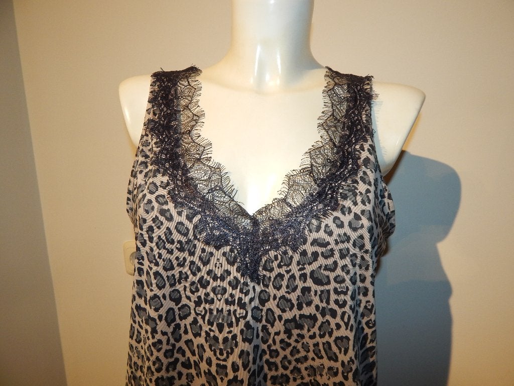 Rosemunde stretch top jaguar print afwerking kant 40, Maat 38/40 (M), Zo goed als nieuw, Rosemunde, Zonder mouw