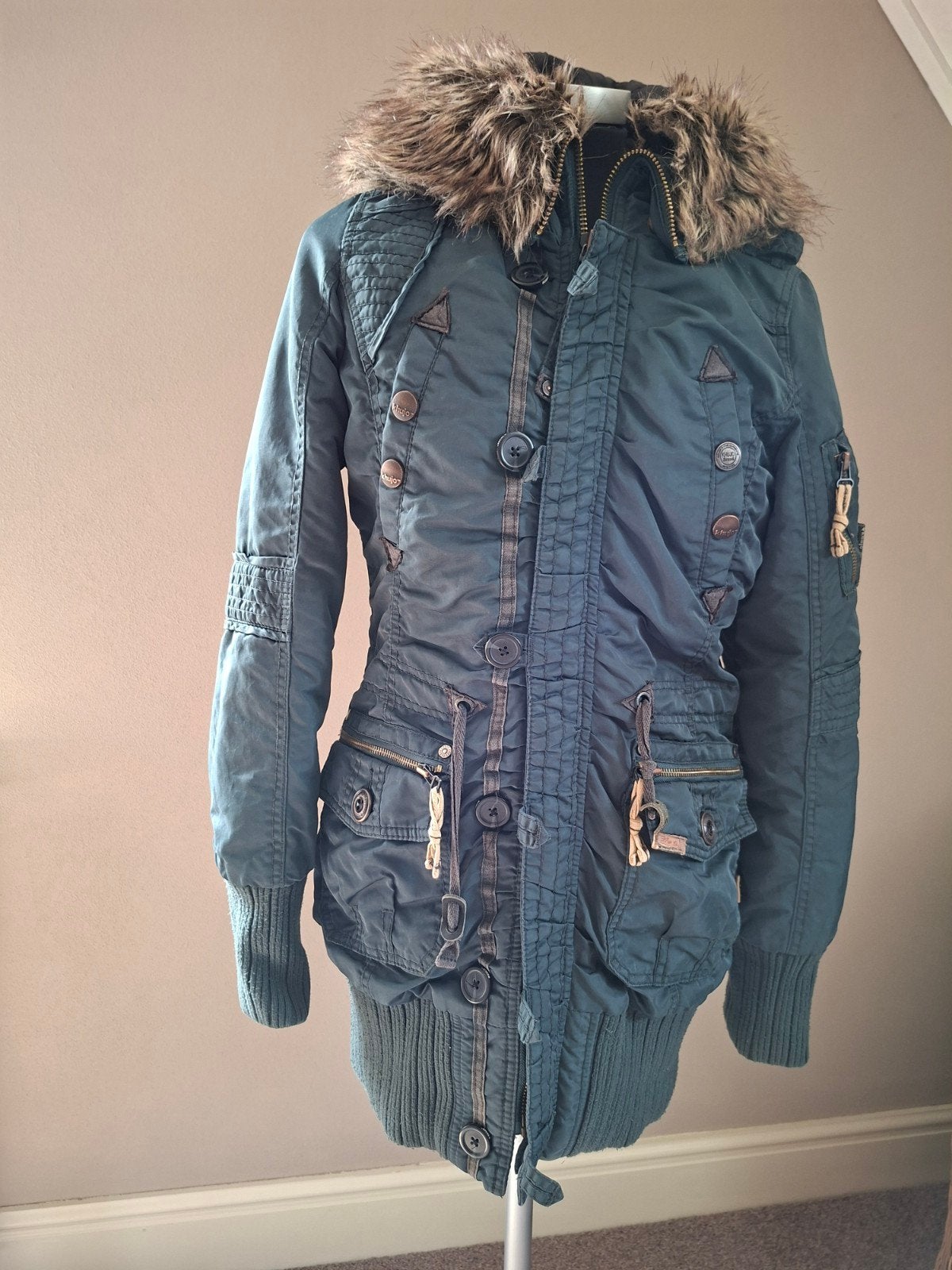 Khujo winterjas met bontkraag - Maat S, Khujo, Ophalen of Verzenden, Zo goed als nieuw, Maat 36 (S)