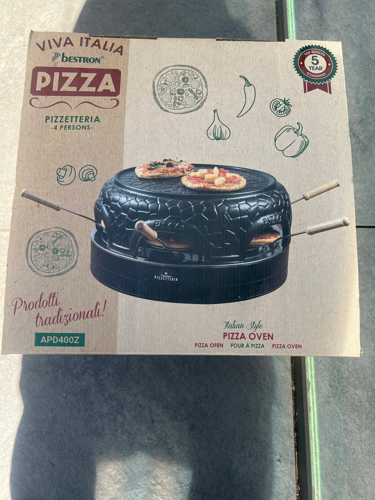 Bestron Pizza Pizzeria APD400Z - Pizzaoven voor 4 personen, Minder dan 45 cm, Overige merken, Pizzaoven, Nieuw