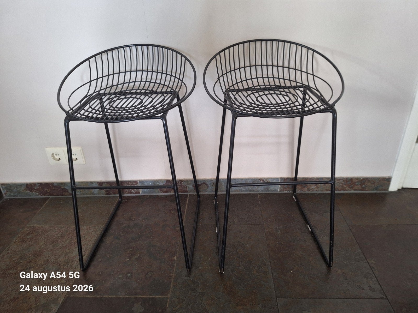 vintage pastoe draadkrukken zwart Cees Braakman, 2 krukken, Ophalen, 60 tot 90 cm