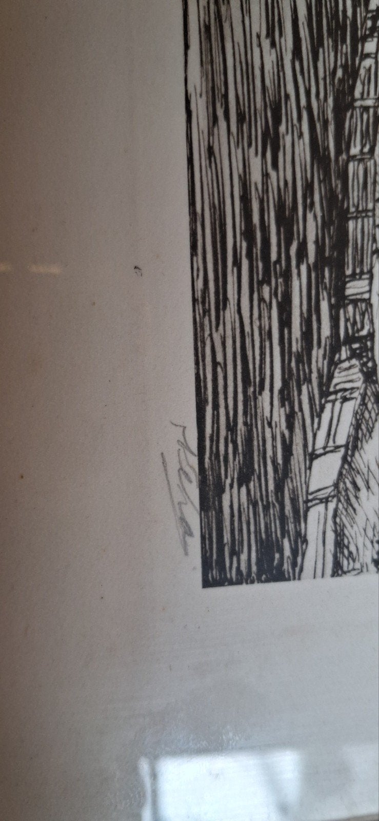 Oude pentekening van enkhuizen gesigneerd, Ophalen of Verzenden, Tekening, Pentekening, Gesigneerd