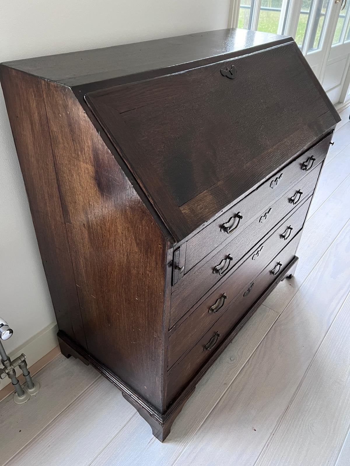 Antiek eikenhouten secretaire met ladeblok, Ophalen