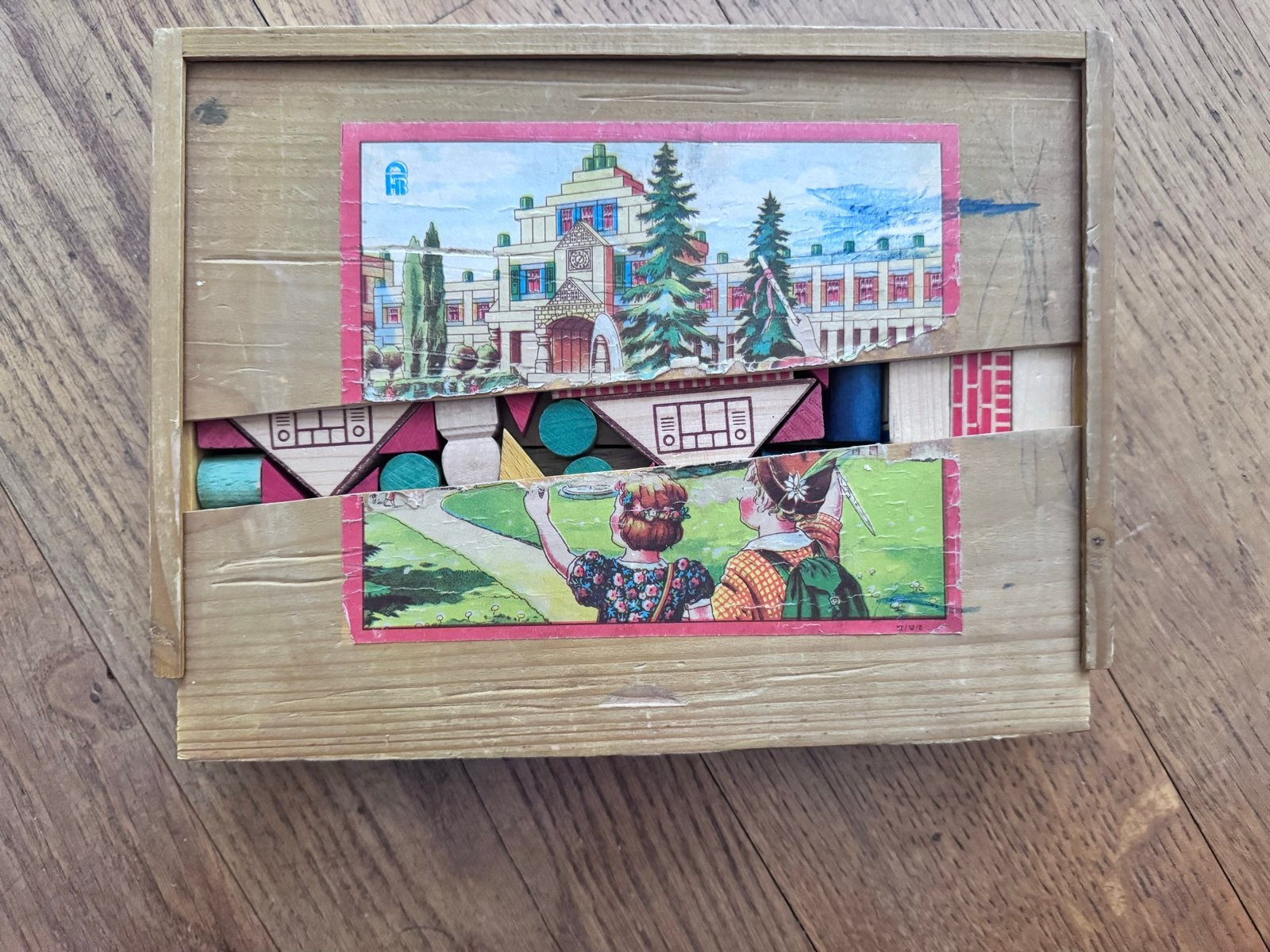 Vintage Houten Speeldoos Jaren '60 - Bouwblokken, Ophalen of Verzenden, Gebruikt, Overige typen