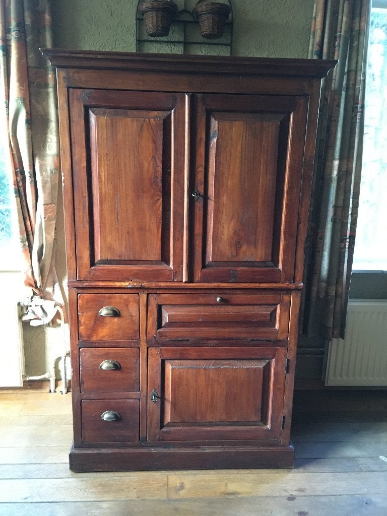 koloniale teakhouten kast, Ophalen, Gebruikt, Met deur(en), Koloniaal