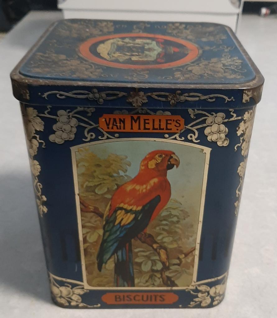 Antiek Van Melle biscuitblik, Verzamelen, Blikken, Gebruikt, Overige, Ophalen of Verzenden
