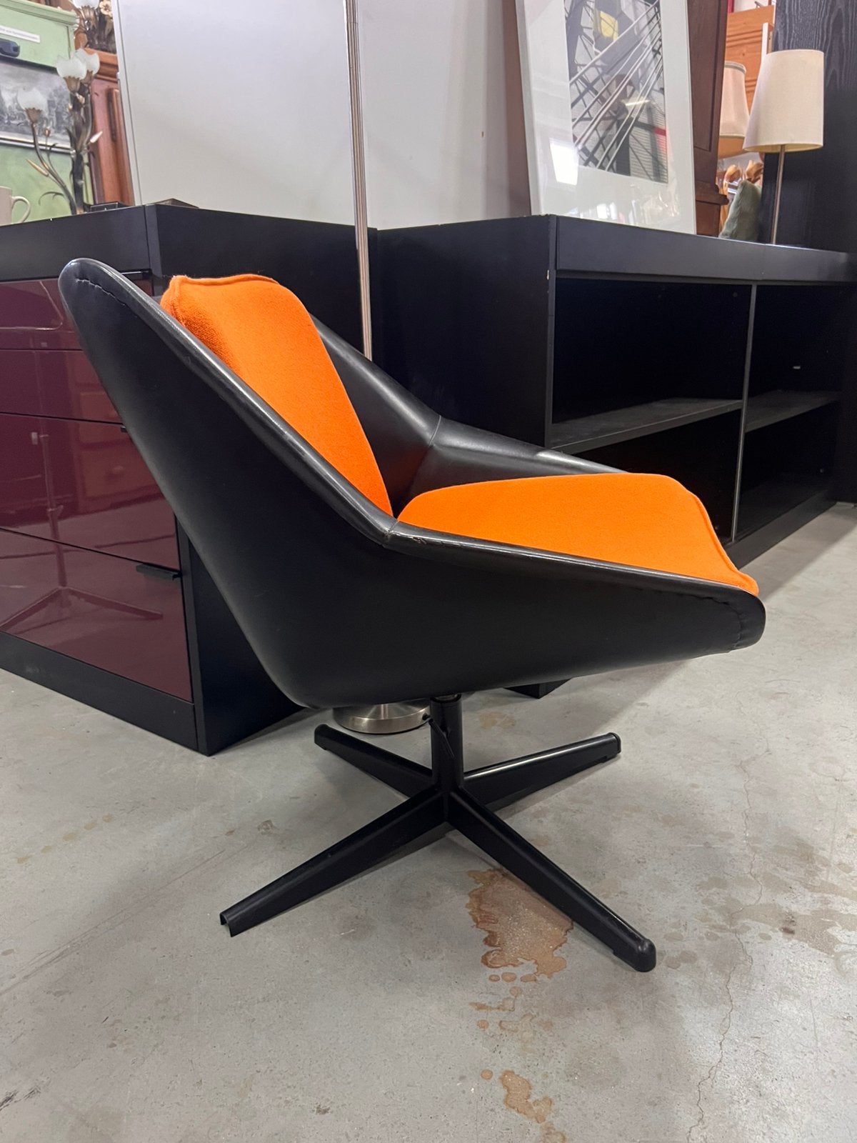 Vintage Pastoe Draaifauteuil - Mid Century Oranje/Zwart, Kunststof, Pastoe, Retro mcm pastoe, Zo goed als nieuw