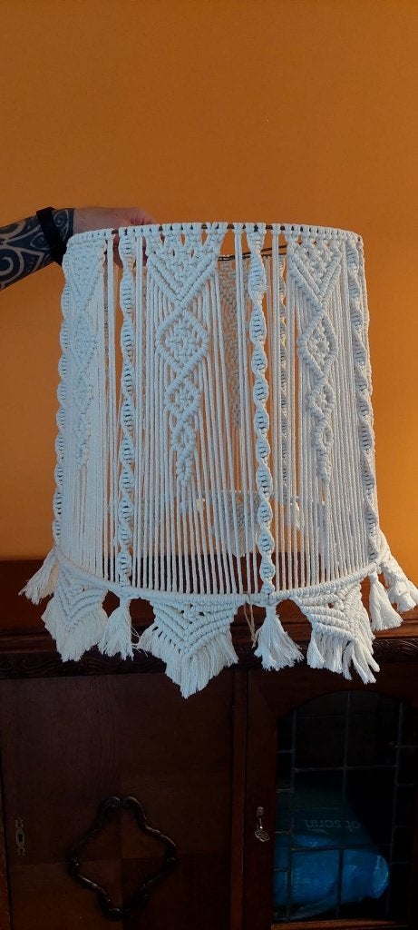 Grote handgemaakte Macramé Lampen kap - Boho / Ibiza Stijl, Hanglamp, Eu, Eu, Wit