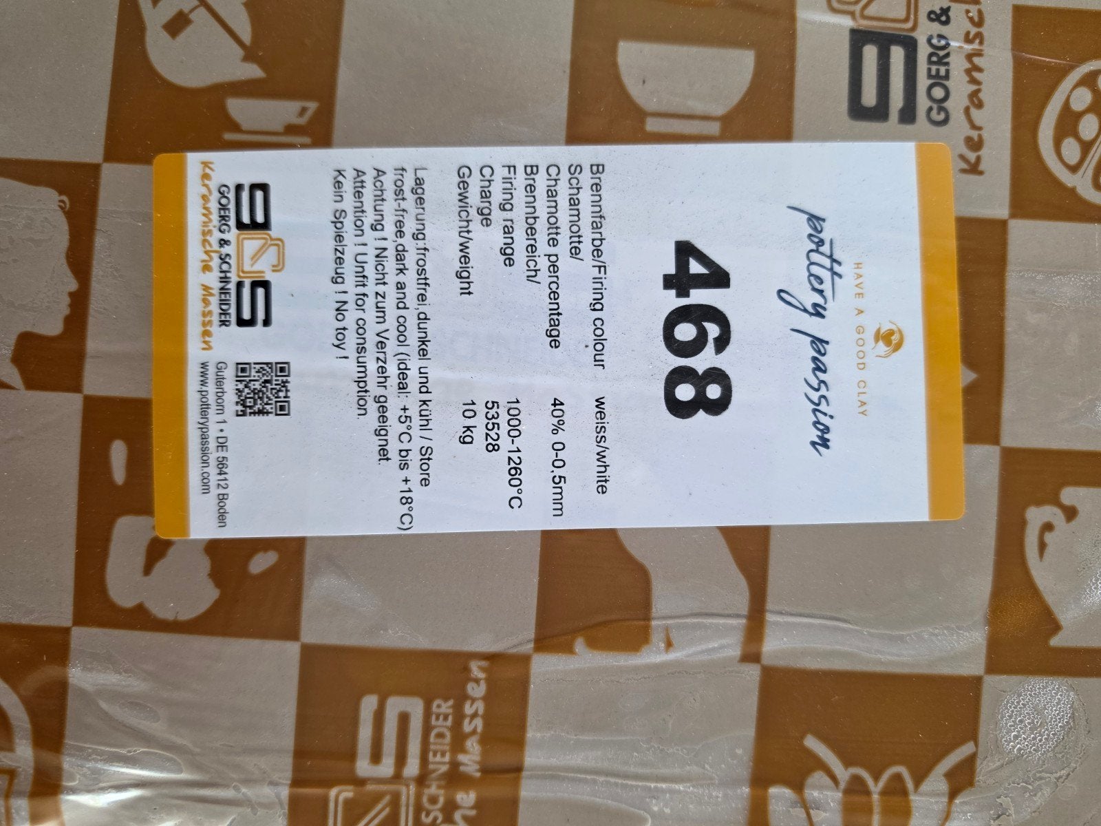 keramiekklei   468   40% Chamotte. Creme, Ophalen, Nieuw