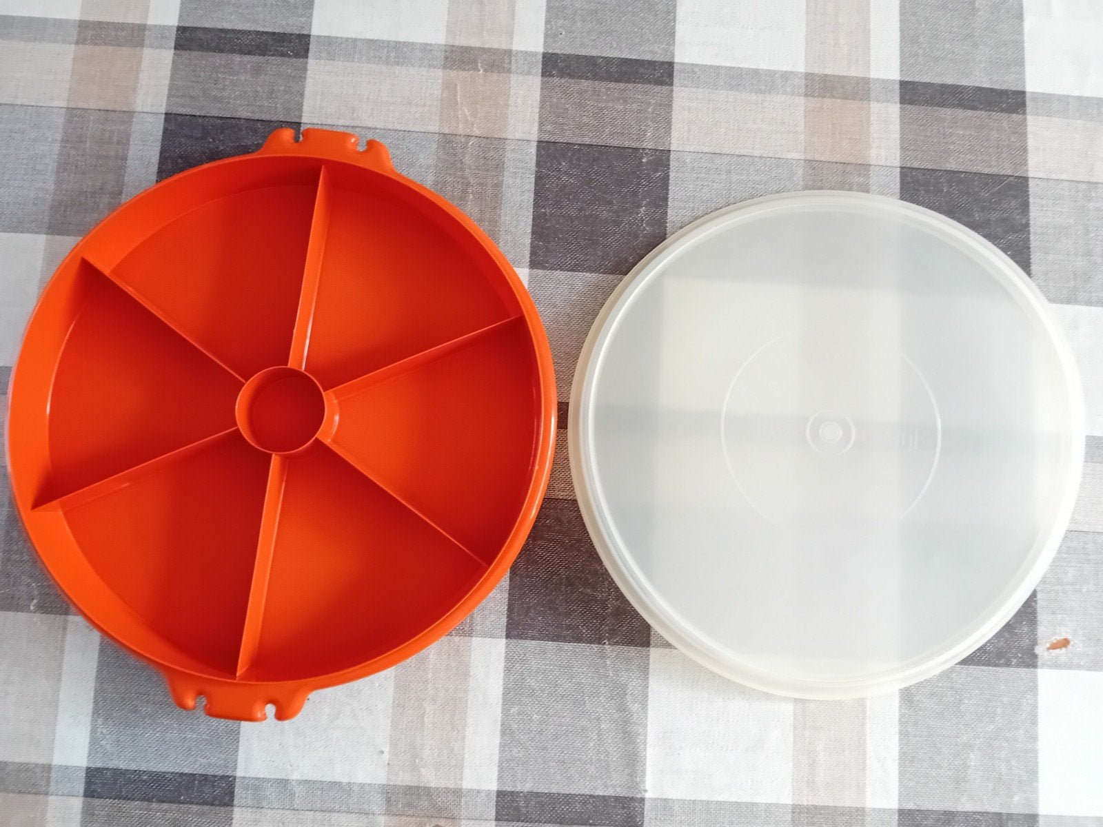 Vintage Tupperware Snackschaal / Partyschaal Oranje, Kunststof, Ophalen of Verzenden, Overige merken, Oranje