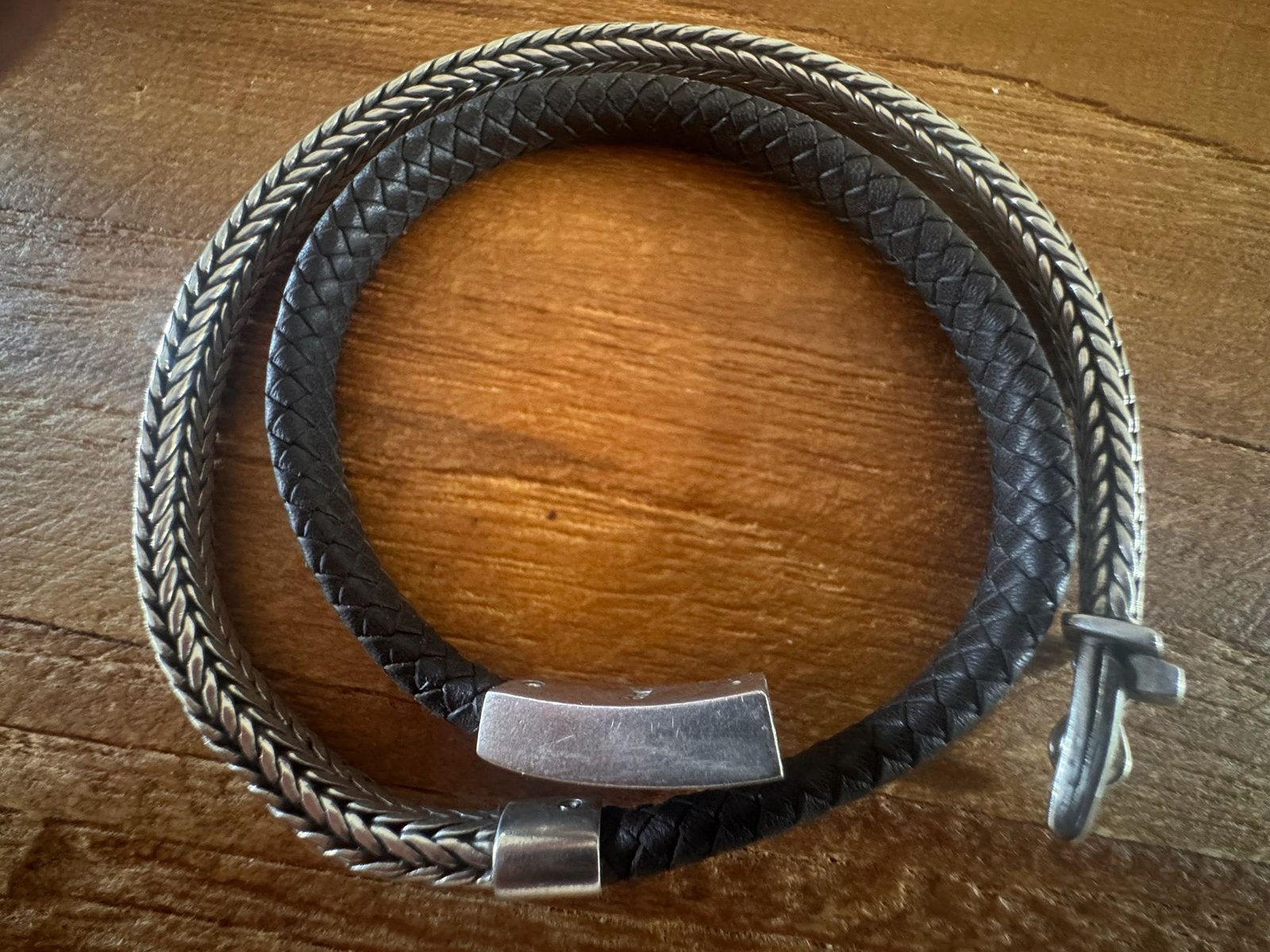 Silk Armband Zilver en Leer - vandaag voor €90,00, Ophalen of Verzenden, Zo goed als nieuw, Zwart, Zilver